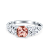 Vintage Style Art Deco Cushion and Marquise Wedding Engagement Ring Simulated Cubic Zirconia 925 Sterling Silver