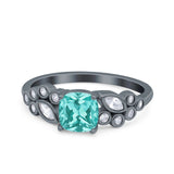 Vintage Style Art Deco Cushion and Marquise Wedding Engagement Ring Simulated Cubic Zirconia 925 Sterling Silver