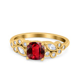 Vintage Style Art Deco Cushion and Marquise Wedding Engagement Ring Simulated Cubic Zirconia 925 Sterling Silver