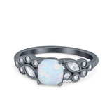 Vintage Style Art Deco Cushion and Marquise Wedding Engagement Ring Simulated Cubic Zirconia 925 Sterling Silver