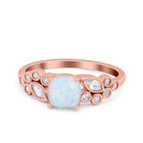 Vintage Style Art Deco Cushion and Marquise Wedding Engagement Ring Simulated Cubic Zirconia 925 Sterling Silver