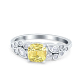 Vintage Style Art Deco Cushion and Marquise Wedding Engagement Ring Simulated Cubic Zirconia 925 Sterling Silver