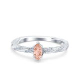 Vintage Style Twisted Half Eternity Band Marquise Wedding Engagement Ring Simulated Cubic Zirconia 925 Sterling Silver