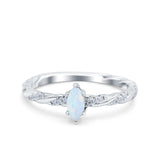 Vintage Style Twisted Half Eternity Band Marquise Wedding Engagement Ring Simulated Cubic Zirconia 925 Sterling Silver