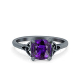 Celtic Art Deco Wedding Engagement Bridal Ring Round Simulated Cubic Zirconia 925 Sterling Silver