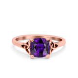 Celtic Art Deco Wedding Engagement Bridal Ring Round Simulated Cubic Zirconia 925 Sterling Silver