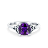 Celtic Art Deco Wedding Engagement Bridal Ring Round Simulated Cubic Zirconia 925 Sterling Silver