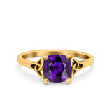 Celtic Art Deco Wedding Engagement Bridal Ring Round Simulated Cubic Zirconia 925 Sterling Silver