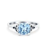 Celtic Art Deco Wedding Engagement Bridal Ring Round Simulated Cubic Zirconia 925 Sterling Silver