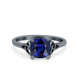 Celtic Art Deco Wedding Engagement Bridal Ring Round Simulated Cubic Zirconia 925 Sterling Silver