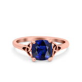 Celtic Art Deco Wedding Engagement Bridal Ring Round Simulated Cubic Zirconia 925 Sterling Silver