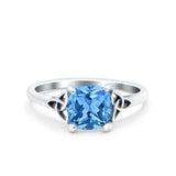 Celtic Art Deco Wedding Engagement Bridal Ring Round Simulated Cubic Zirconia 925 Sterling Silver