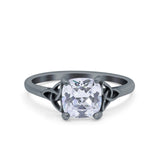 Celtic Art Deco Wedding Engagement Bridal Ring Round Simulated Cubic Zirconia 925 Sterling Silver