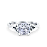 Celtic Art Deco Wedding Engagement Bridal Ring Round Simulated Cubic Zirconia 925 Sterling Silver