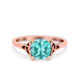 Celtic Art Deco Wedding Engagement Bridal Ring Round Simulated Cubic Zirconia 925 Sterling Silver