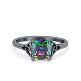 Celtic Art Deco Wedding Engagement Bridal Ring Round Simulated Cubic Zirconia 925 Sterling Silver