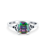 Celtic Art Deco Wedding Engagement Bridal Ring Round Simulated Cubic Zirconia 925 Sterling Silver