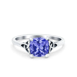 Celtic Art Deco Wedding Engagement Bridal Ring Round Simulated Cubic Zirconia 925 Sterling Silver