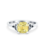 Celtic Art Deco Wedding Engagement Bridal Ring Round Simulated Cubic Zirconia 925 Sterling Silver