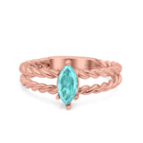 Double Rope Twisted Style Art Deco Marquise Wedding Engagement Ring Simulated Cubic Zirconia 925 Sterling Silver
