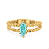 Double Rope Twisted Style Art Deco Marquise Wedding Engagement Ring Simulated Cubic Zirconia 925 Sterling Silver