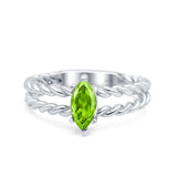 Double Rope Twisted Style Art Deco Marquise Wedding Engagement Ring Simulated Cubic Zirconia 925 Sterling Silver