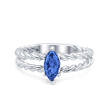 Double Rope Twisted Style Art Deco Marquise Wedding Engagement Ring Simulated Cubic Zirconia 925 Sterling Silver