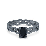 Celtic Weave Braided Style Oval Wedding Engagement Ring Simulated Cubic Zirconia 925 Sterling Silver