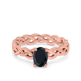 Celtic Weave Braided Style Oval Wedding Engagement Ring Simulated Cubic Zirconia 925 Sterling Silver