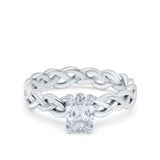 Celtic Weave Braided Style Oval Wedding Engagement Ring Simulated Cubic Zirconia 925 Sterling Silver