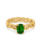 Celtic Weave Braided Style Oval Wedding Engagement Ring Simulated Cubic Zirconia 925 Sterling Silver