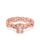 Celtic Weave Braided Style Oval Wedding Engagement Ring Simulated Cubic Zirconia 925 Sterling Silver