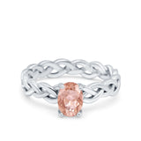 Celtic Weave Braided Style Oval Wedding Engagement Ring Simulated Cubic Zirconia 925 Sterling Silver
