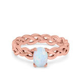 Celtic Weave Braided Style Oval Wedding Engagement Ring Simulated Cubic Zirconia 925 Sterling Silver