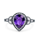 Halo Art Deco Wedding Pear Bridal Ring Marquise Round Simulated Cubic Zirconia 925 Sterling Silver