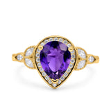 Halo Art Deco Wedding Pear Bridal Ring Marquise Round Simulated Cubic Zirconia 925 Sterling Silver