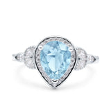 Halo Art Deco Wedding Pear Bridal Ring Marquise Round Simulated Cubic Zirconia 925 Sterling Silver