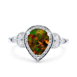 Halo Art Deco Wedding Pear Bridal Ring Marquise Round Simulated Cubic Zirconia 925 Sterling Silver