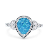 Halo Art Deco Wedding Pear Bridal Ring Marquise Round Simulated Cubic Zirconia 925 Sterling Silver