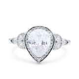 Halo Art Deco Wedding Pear Bridal Ring Marquise Round Simulated Cubic Zirconia 925 Sterling Silver