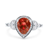 Halo Art Deco Wedding Pear Bridal Ring Marquise Round Simulated Cubic Zirconia 925 Sterling Silver