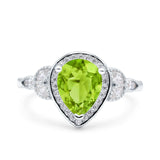 Halo Art Deco Wedding Pear Bridal Ring Marquise Round Simulated Cubic Zirconia 925 Sterling Silver