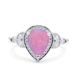 Halo Art Deco Wedding Pear Bridal Ring Marquise Round Simulated Cubic Zirconia 925 Sterling Silver