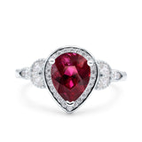 Halo Art Deco Wedding Pear Bridal Ring Marquise Round Simulated Cubic Zirconia 925 Sterling Silver