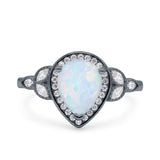 Halo Art Deco Wedding Pear Bridal Ring Marquise Round Simulated Cubic Zirconia 925 Sterling Silver