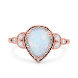 Halo Art Deco Wedding Pear Bridal Ring Marquise Round Simulated Cubic Zirconia 925 Sterling Silver