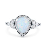 Halo Art Deco Wedding Pear Bridal Ring Marquise Round Simulated Cubic Zirconia 925 Sterling Silver