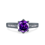 Art Deco Wedding Engagement Bridal Ring Round Simulated Cubic Zirconia 925 Sterling Silver