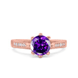 Art Deco Wedding Engagement Bridal Ring Round Simulated Cubic Zirconia 925 Sterling Silver