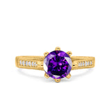 Art Deco Wedding Engagement Bridal Ring Round Simulated Cubic Zirconia 925 Sterling Silver